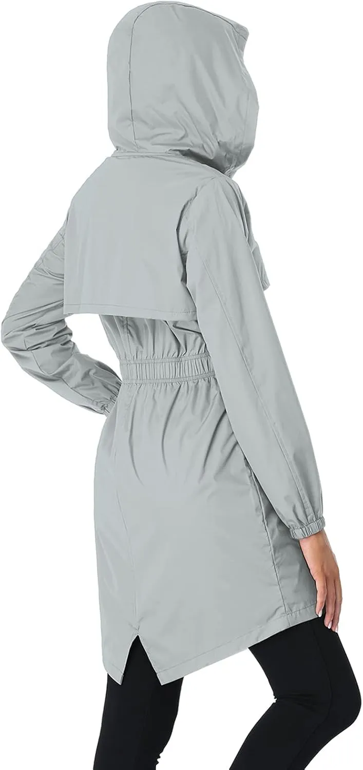 Arthas Women's Rain Jacket with Hood Lightweight Waterproof Rain Coats for Women Breathable Outdoor Long Trench Raincoat