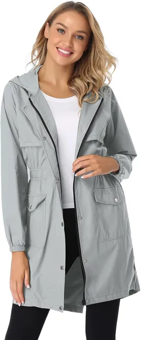 Arthas Women's Rain Jacket with Hood Lightweight Waterproof Rain Coats for Women Breathable Outdoor Long Trench Raincoat