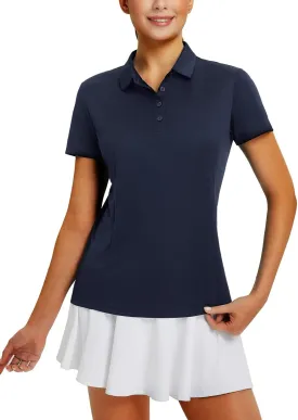 baleaf Women's Golf Shirts Polo Collared V Neck Shorts Sleeve Tennis Shirt Lightweight Quick Dry UPF50 