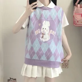 Boba Bunny   Vest Top Kawaii Academia Y2K Cottagecore Coquette Fairycore Dollette Princesscore
