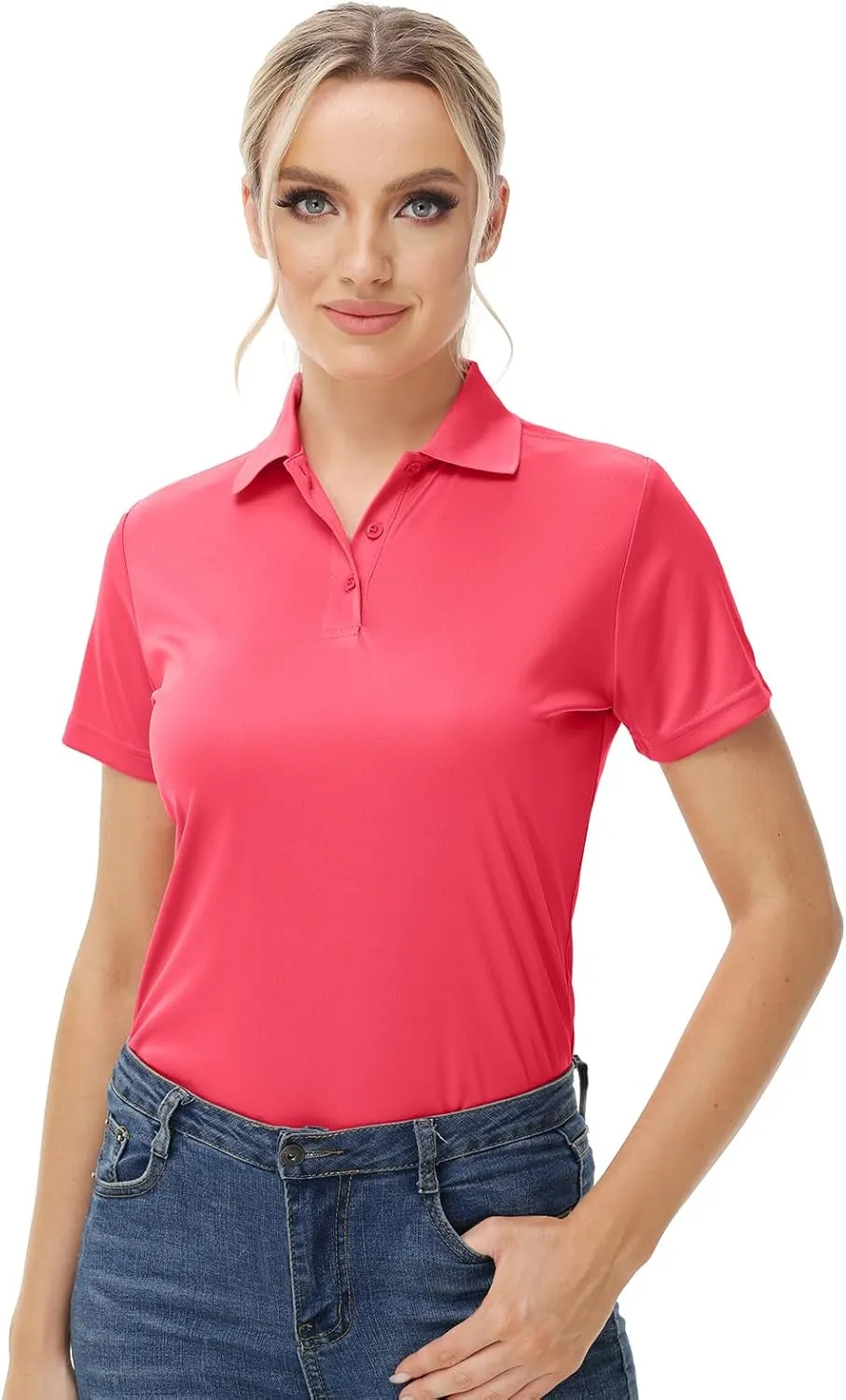 Corna Women's Golf Polo Shirts Collared Short Sleeve Tennis Tops Dry Fit Moisture Wicking Sun Protection T-Shirt UPF 50 