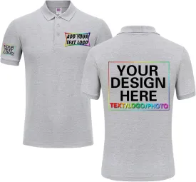 Custom Polo Shirt Design Your Own Text Logo Photo Name - Customized Personalized Polo Shirts for Men Women Front Back Print