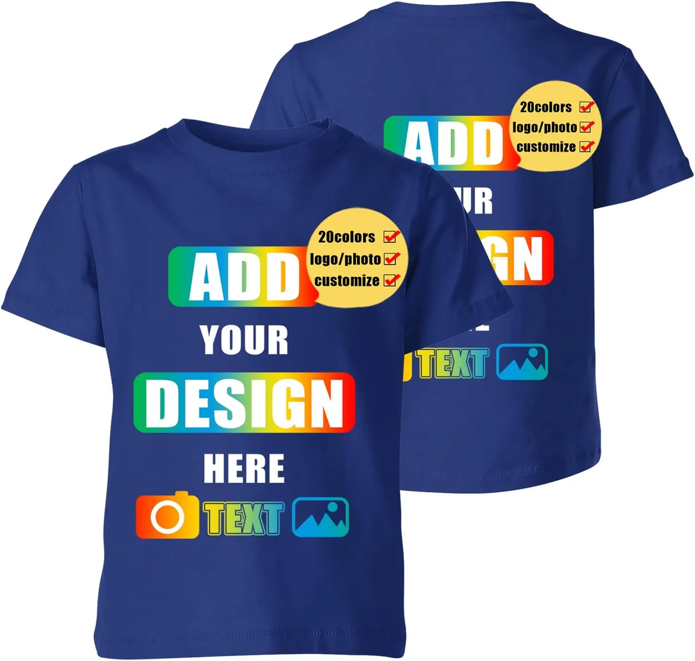 Custom T Shirts, Customized Your Own Crewneck Tee Shirt, Personalized Design Image/Text/Photo Cotton Tshirt, Men Women