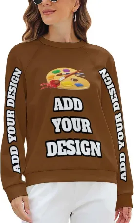 Custom Women's Long Sleeve Sweatshirt Design Your Own T Shirt Personalized Crewneck Sweatshirts With Text Photo Logo