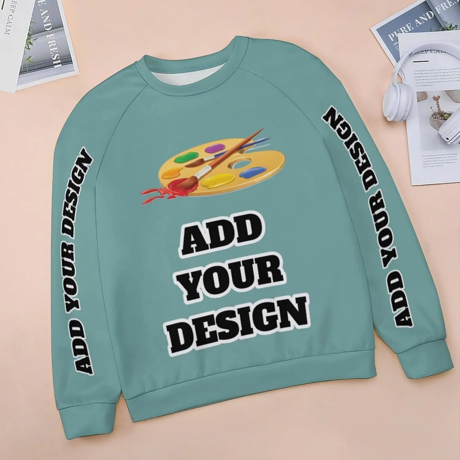 Custom Women's Long Sleeve Sweatshirt Design Your Own T Shirt Personalized Crewneck Sweatshirts With Text Photo Logo
