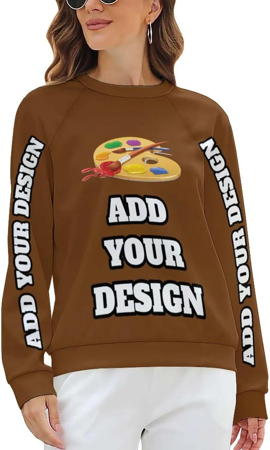 Custom Women's Long Sleeve Sweatshirt Design Your Own T Shirt Personalized Crewneck Sweatshirts With Text Photo Logo