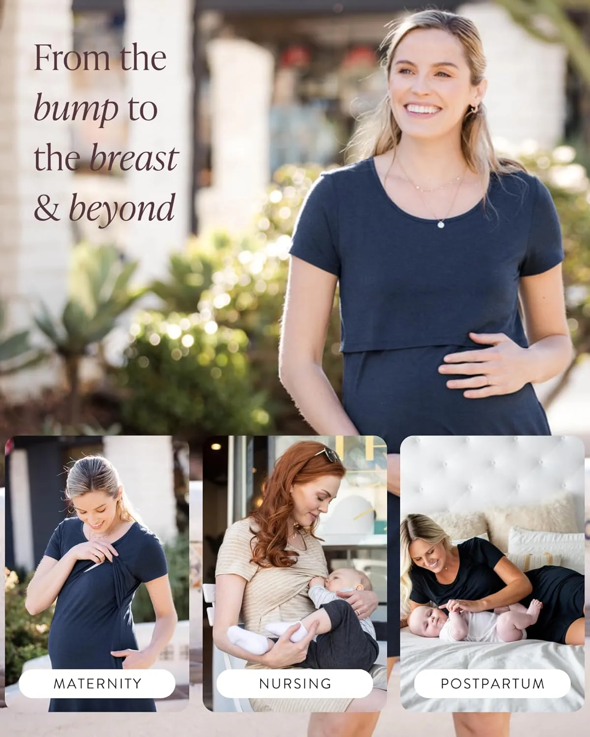 Kindred Bravely Eleanora Ultra Soft Maternity Nursing Dress | Short Sleeve Breastfeeding Dress with Pockets