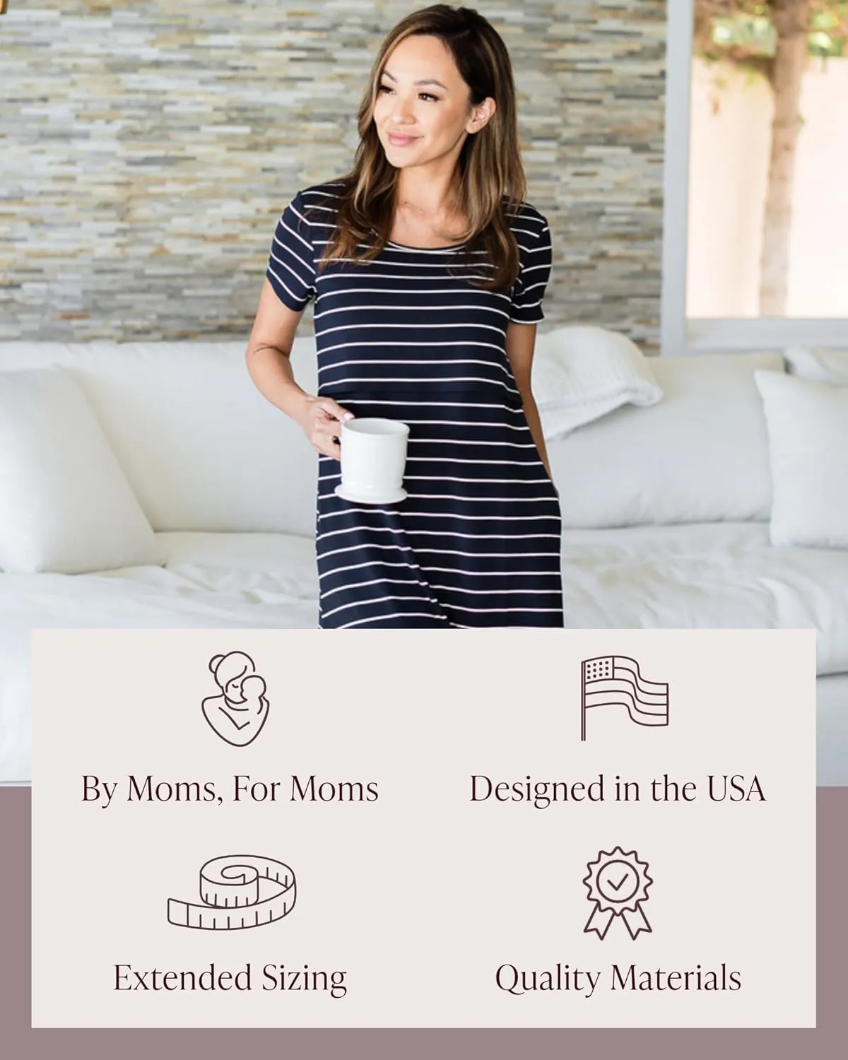 Kindred Bravely Eleanora Ultra Soft Maternity Nursing Dress | Short Sleeve Breastfeeding Dress with Pockets
