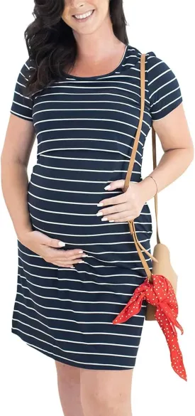 Kindred Bravely Eleanora Ultra Soft Maternity Nursing Dress | Short Sleeve Breastfeeding Dress with Pockets