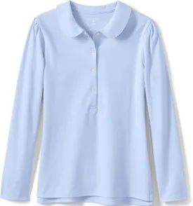 Lands' End Girls Long Sleeve Peter Pan Collar Polo Shirt