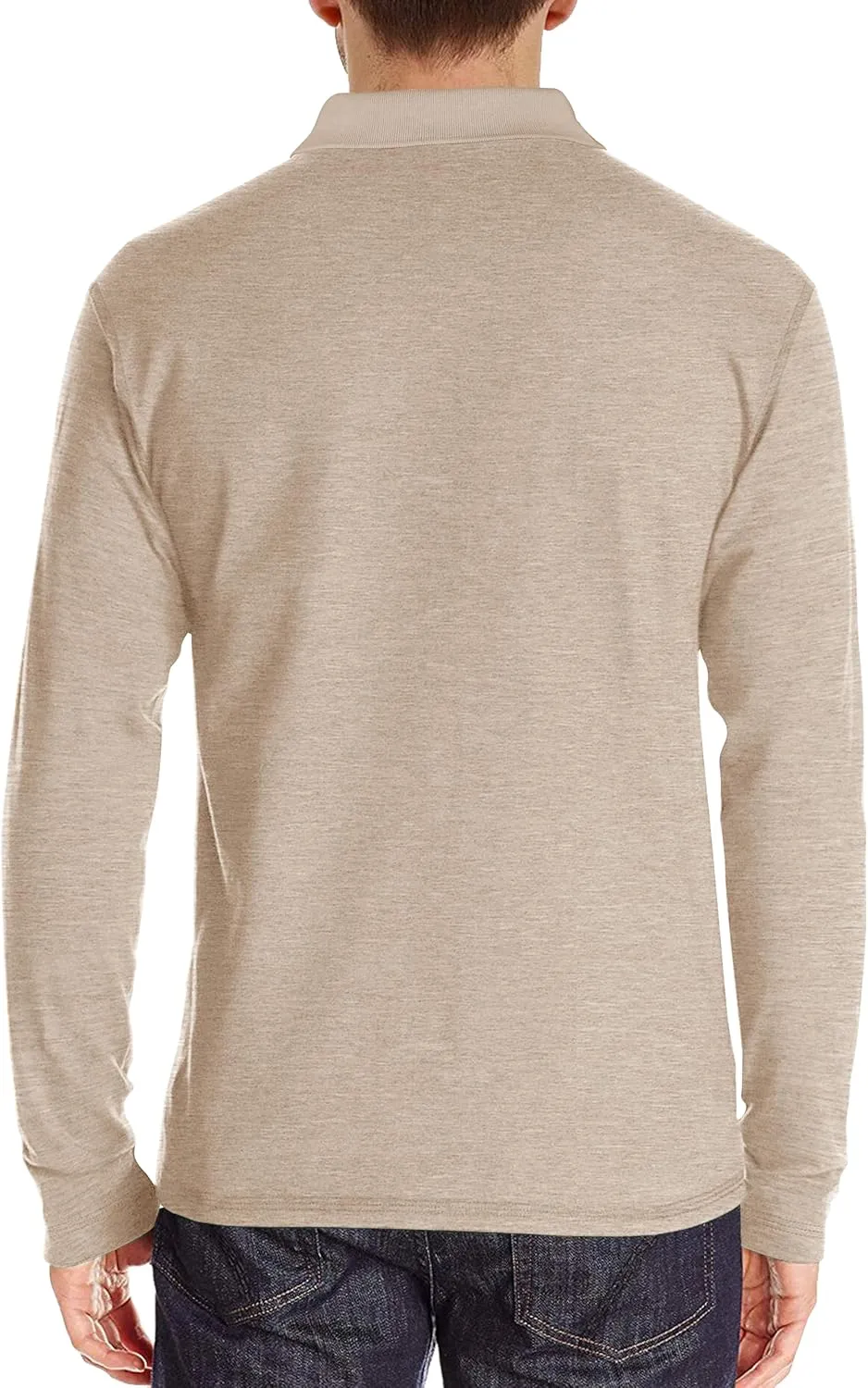 Mens Long Sleeve Polo Shirts Casual Fashion Button Up Collared Golf T Shirts with Pocket