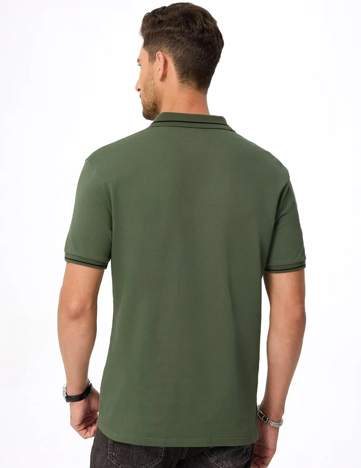 Men's Polo Shirts Classic Fit Button Up Short Sleeve Basic Cotton Tees Golf Work Tops