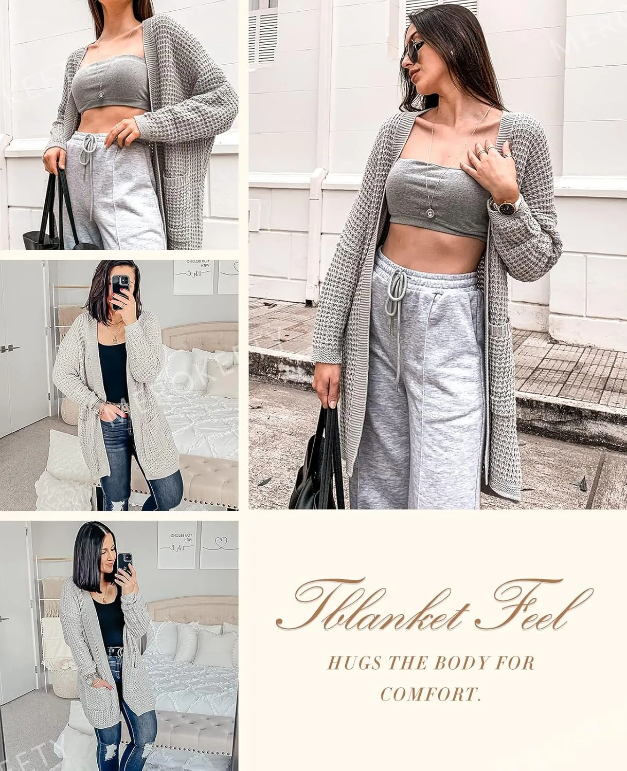 MEROKEETY Women's Oversized Long Batwing Sleeve Cardigan Waffle Knit Sweater Coat