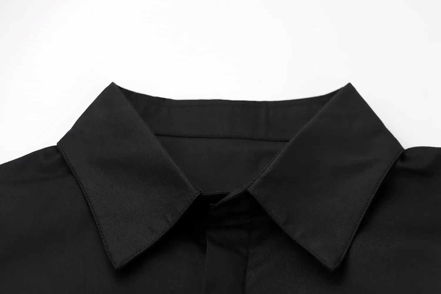 MISSACTIVER Women Solid Long Sleeve Button Up Crop Shirt Turn-Down Collar Irregular Loose Fitting Fashion Cropped Blouse Top