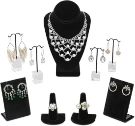 MOOCA Jewelry Display Set, Necklace Display Bust, Earring Organizer, Ring Holder Stand for Showcase and Store, Premium Fabric