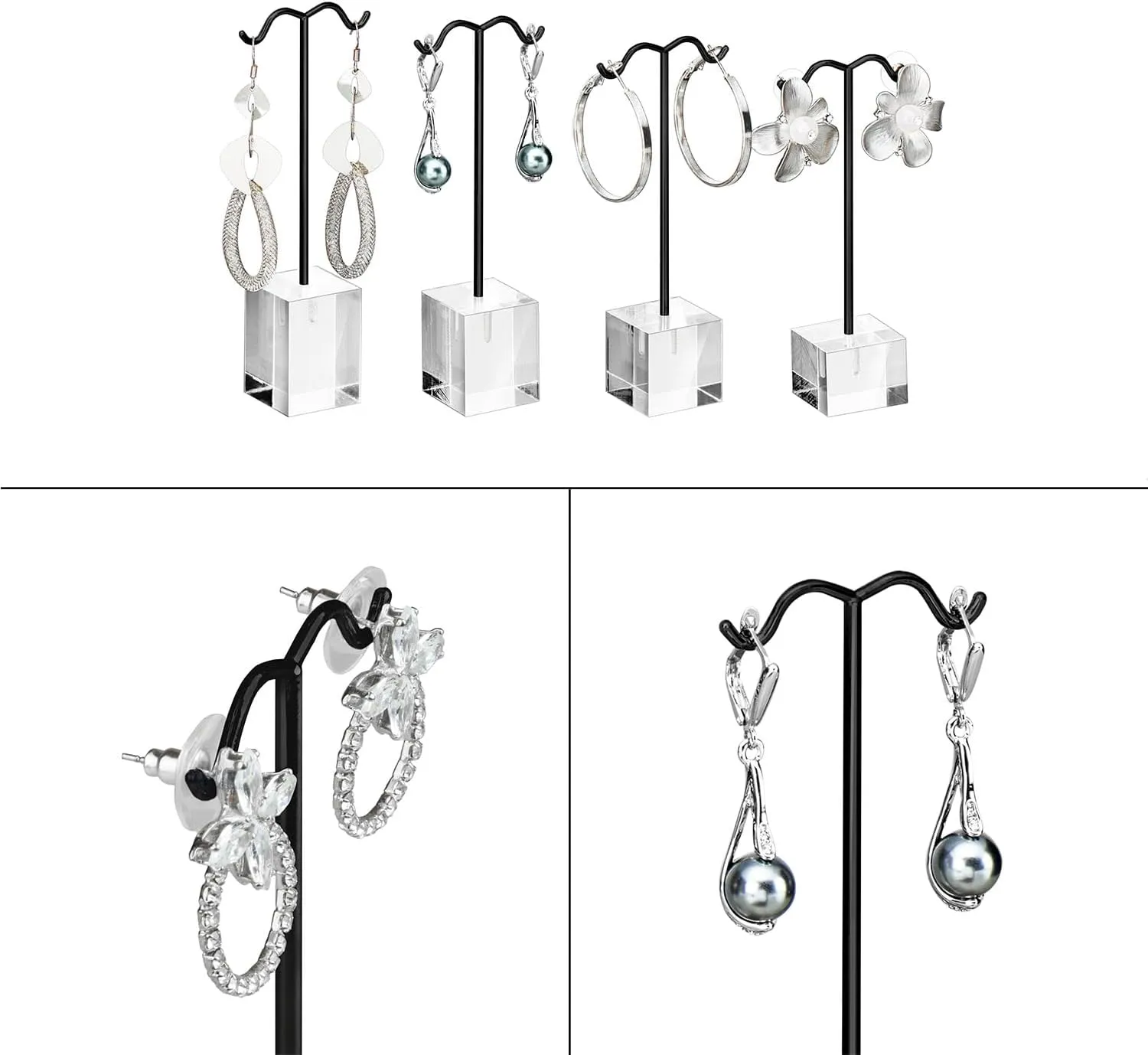 MOOCA Jewelry Display Set, Necklace Display Bust, Earring Organizer, Ring Holder Stand for Showcase and Store, Premium Fabric