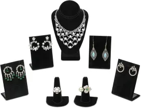 MOOCA Jewelry Display Set, Necklace Display Bust, Earring Organizer, Ring Holder Stand for Showcase and Store, Premium Fabric