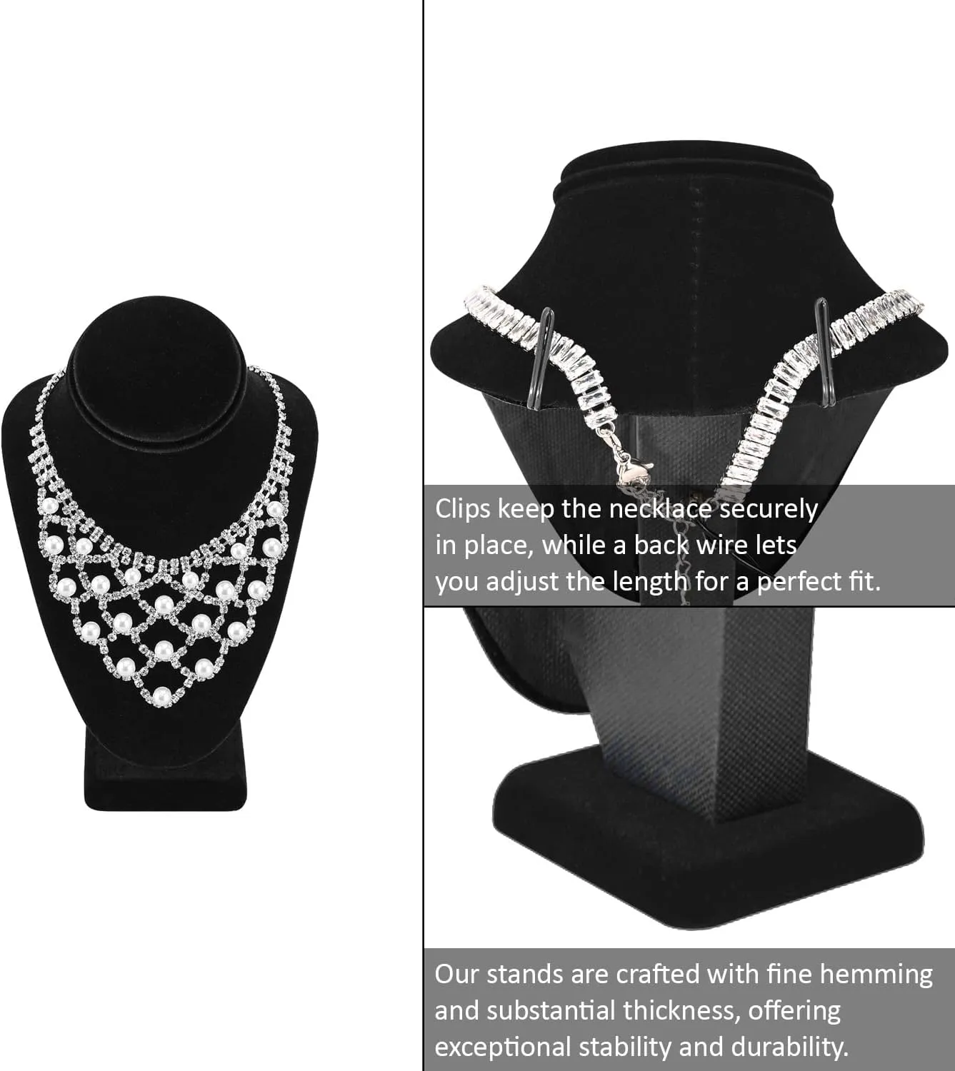 MOOCA Jewelry Display Set, Necklace Display Bust, Earring Organizer, Ring Holder Stand for Showcase and Store, Premium Fabric