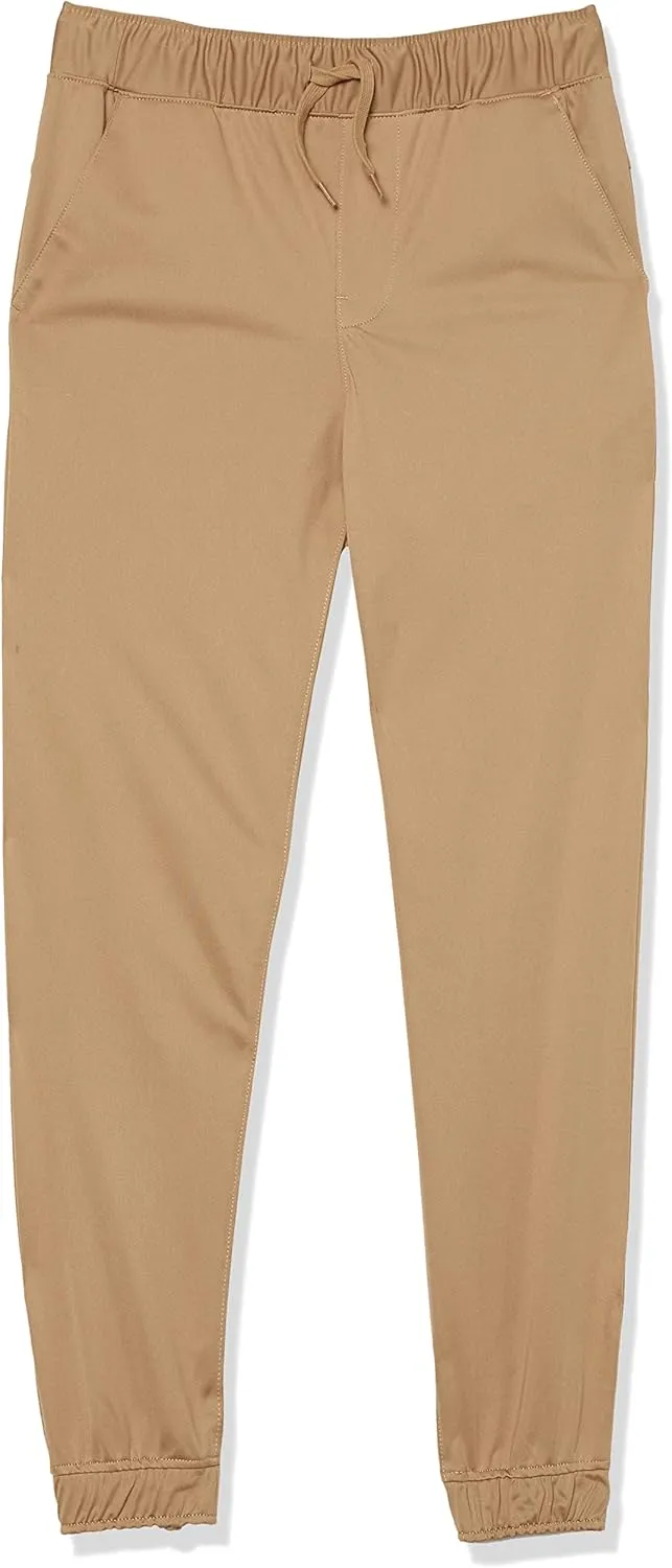 Nautica Boys' School Uniform Jogger Pants, Elastic Waistband with Drawstring Closure, Stretch Twill Fabric