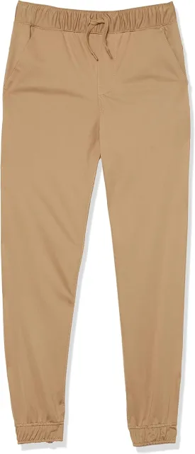 Nautica Boys' School Uniform Jogger Pants, Elastic Waistband with Drawstring Closure, Stretch Twill Fabric