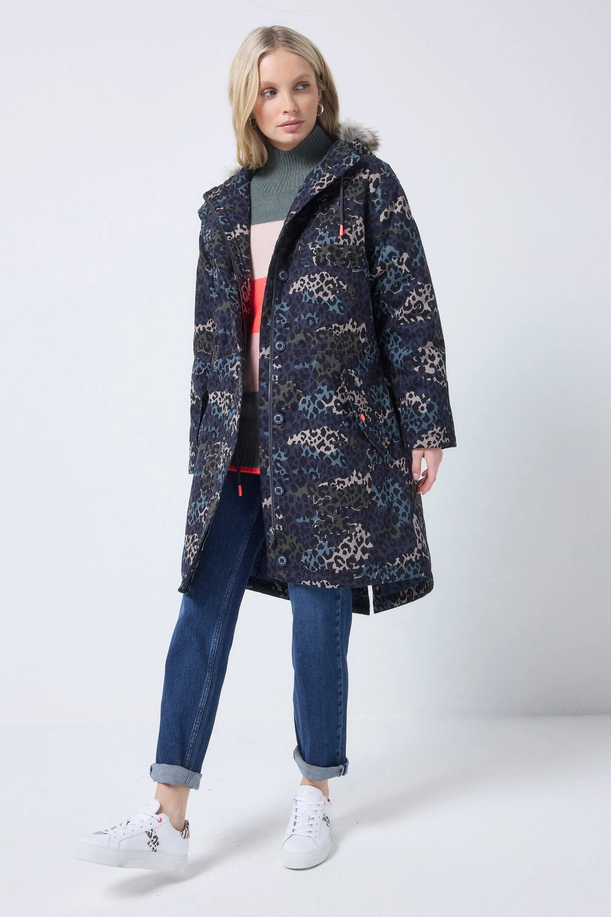Navy Wild Camo Parka