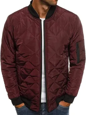Pengfei Mens Diamond Quilted Jackets Bomber Varsity Winter Fall Chunky Coats Outwear