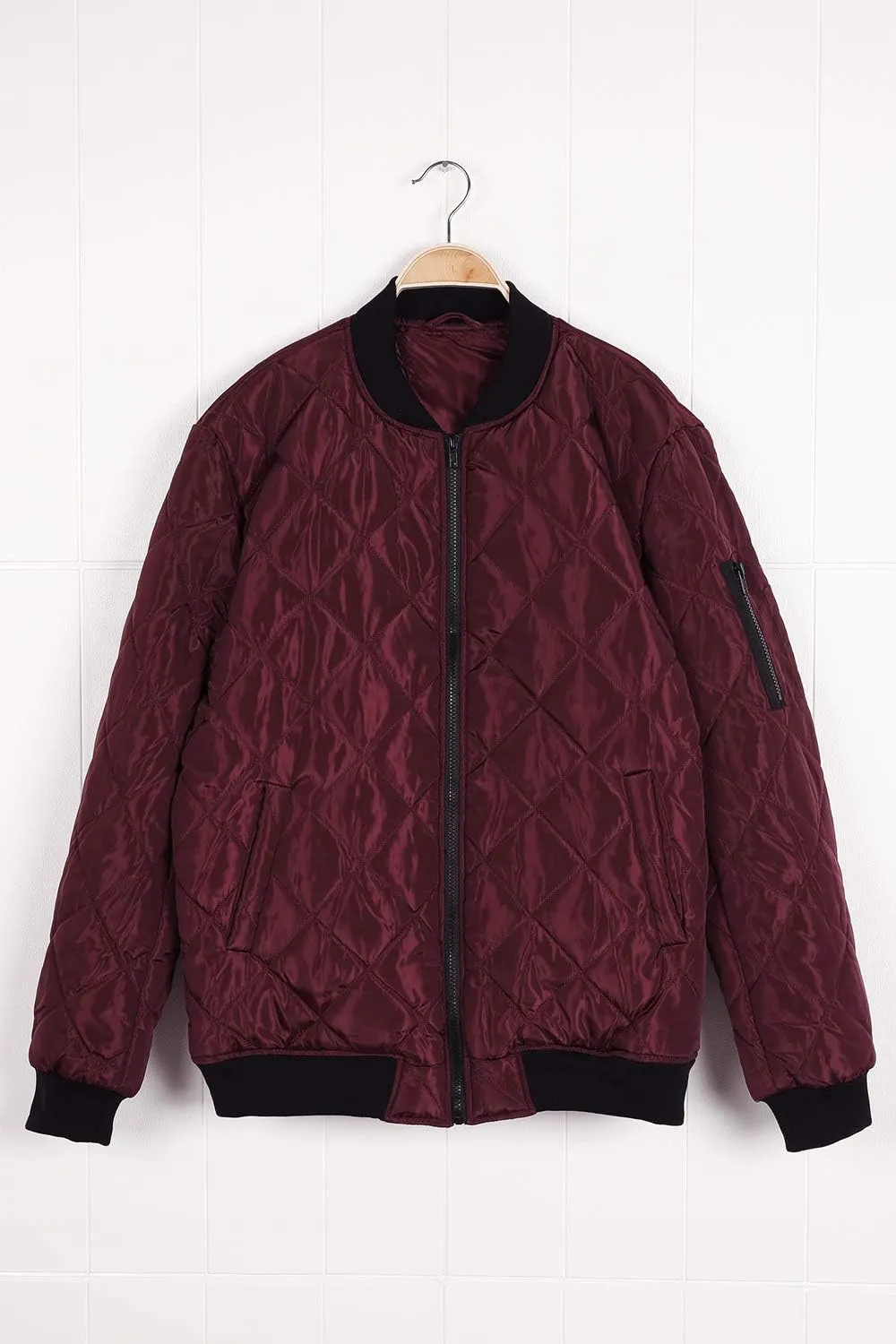 Pengfei Mens Diamond Quilted Jackets Bomber Varsity Winter Fall Chunky Coats Outwear