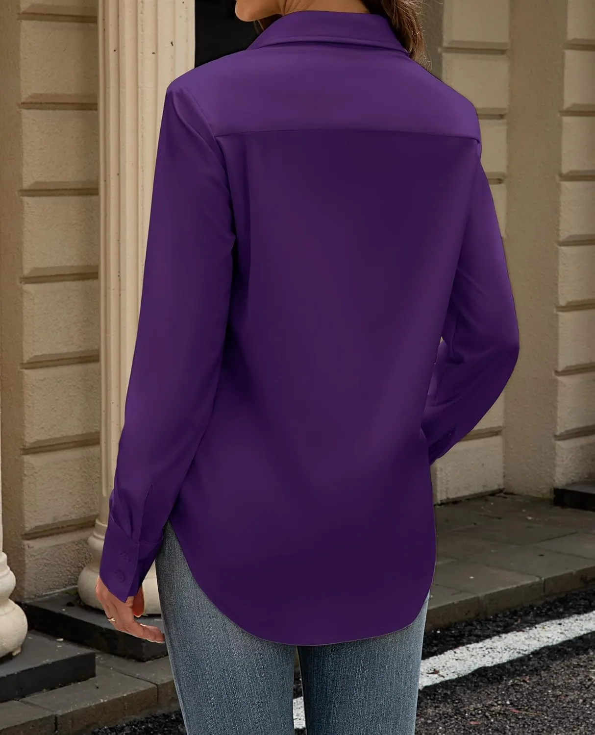 siliteelon Button Down Dress Shirts for Women Long Sleeve Wrinkle Free Shirts Solid Work Business Formal Button Up Shirt