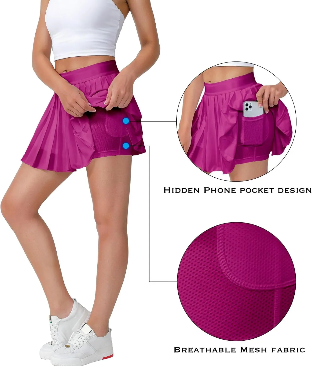 Women's Pleated Tennis Skirt-Flowy Athletic Design,Suitable for Golf, Skater, Running Sports