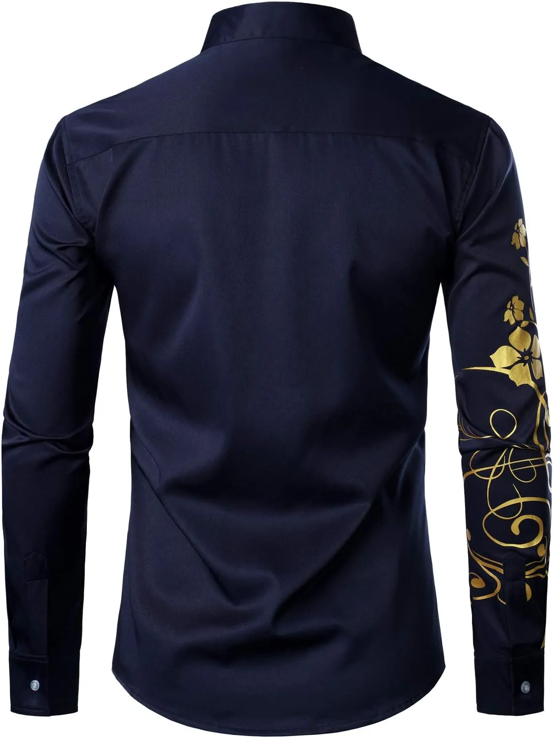 ZEROYAA Men's Hipster Shiny Design Slim Fit Long Sleeve Button Up Party Dress Shirts